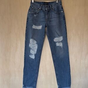 Retrofete Blue Distressed Straight Leg Jeans size 23